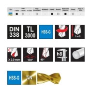 Set de 25 burghie elicoidale, DIN 338, TL3000, HSS-G TiN, cutie din plastic, RUKO