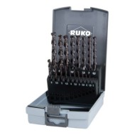 Set de 19 burghie elicoidale, DIN 338, TL3000, HSS-G TiAlN, cutie din plastic, RUKO