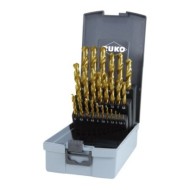 Set de 25 burghie elicoidale, DIN 338, tip N, HSS-G TiN, cutie din plastic, RUKO