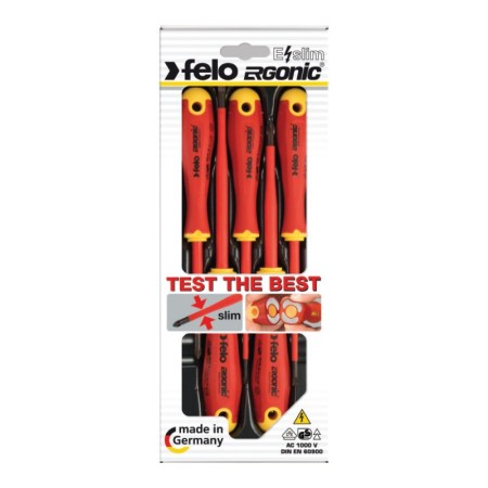 Seturi de surubelnite Ergonic E-Slim VDE, 5 piese, 3 x Slot, 2 x Philips, Felo