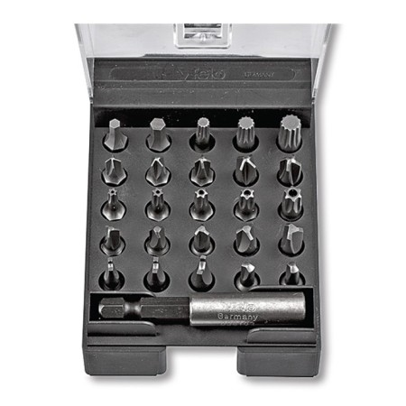 Set de 25 bits de securitate - Inbus, XZN, Torq-set, Torx, Torx TR, Triwing, Spanner, Clutch - cu cap de prindere magnetic, Felo
