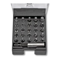 Set de 25 bits de securitate - Inbus, XZN, Torq-set, Torx, Torx TR, Triwing, Spanner, Clutch - cu cap de prindere magnetic, Felo