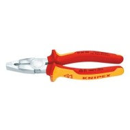 Cleste combinat pentru electricieni cu suprafata cromata si manere cu manson bicomponent VDE 1000 V, Knipex