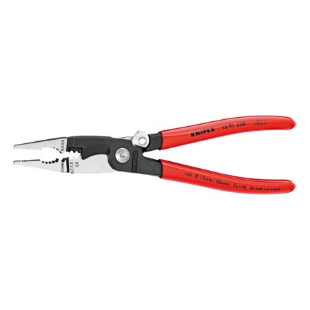 Cleste multifunctional pentru electricieni, cu sistem de blocare,cu strat protector negru lustruit si manere cu manson din plastic, Knipex