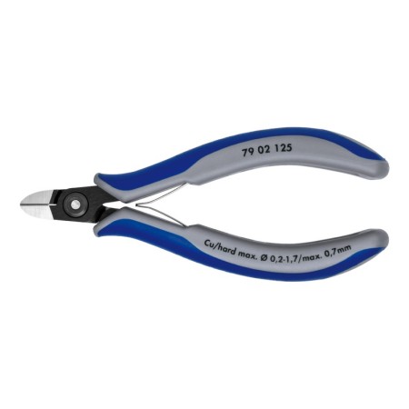 Cleste diagonali pentru electronica, cap rotund, suprafata brunata lustruita si manere cu manson bicomponent, Knipex