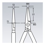 Cleste radio cu falci semirotunde si varf ascutit, cu strat protector negru lustruit si manere cu manson bicomponent, L 140 mm, Knipex