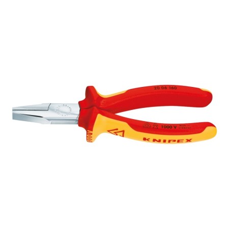 Clesti de prindere cu falci plate, cu suprafata cromata si manere cu manson bicomponent VDE 1000 V, Knipex