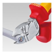 Clesti dezizolatori cu margini de taiere putin inclinate, cu suprafata cromata si manere cu manson bicomponent, 160 mm, Knipex