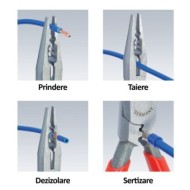 Cleste dezizolator pentru electricieni, cu suprafata cromata si manere cu manson bicomponent, 160 mm, Knipex