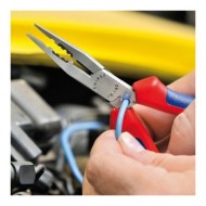 Cleste dezizolator pentru electricieni, cu suprafata cromata si manere cu manson bicomponent, 160 mm, Knipex