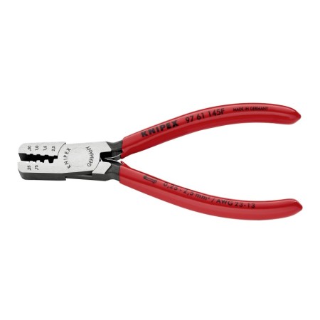 Cleste de sertizat lateral, forma trapezoidala pentru pini terminali, manere cu manson din plastic si cu arc de revenire, Knipex