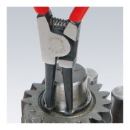 Cleste pentru inele de siguranta exterioare cu strat protector negru lustruit si manere cu manson din plastic, Knipex