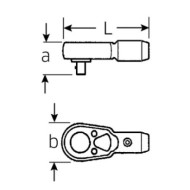 Sistem de actionare, tip cap de antrenare cu clicket, capat 3/4, L x b x a 165 x 70 x 55 mm, Stahlwille