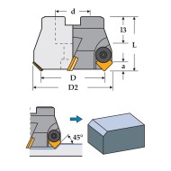 Freze frontale cu placute amovibile, 0748.90 45 grade, CANELA