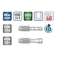 Tarod de masina universal, HSSE Co5, forma C - 35 grade RSP, Withworth BSW, DIN 371 - 376, VOLKEL