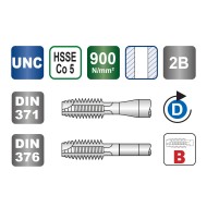 Tarod de masina universal, HSSE Co5, forma B, filet normal, D, DIN 371 - 376, VOLKEL