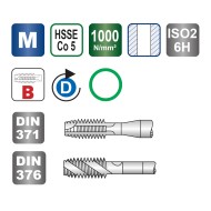 Tarod de masina universal, HSSE Co5, forma B, banda verde, DIN 371, VOLKEL