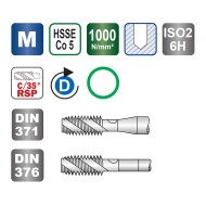 Tarod de masina universal, HSSE Co5, forma C - 39 grade RSP, banda verde, DIN 371, VOLKEL
