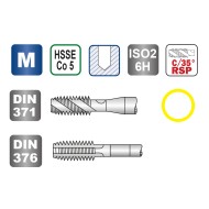 Tarozi de masina, universali, HSS-E, banda galbena, filet metric, DIN 371-376, VOLKEL