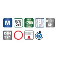 Tarozi de masina, universali, HSS-E, banda rosie, filet metric, DIN 371, VOLKEL