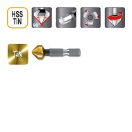 Set de 6 + 1 tesitoare 90 grade hss tin prindere bit 14 caseta din oteL, RUKO