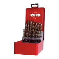 Set de 29 burghie elicoidale, DIN 345, tip N, HSS-R, Caseta din otel, RUKO