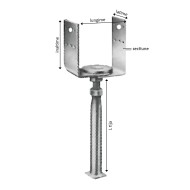 Papuc de reazem reglabil - Vario, fixare cui ancora Ø4 / surub Ø8 pentru lemn, perforatii Ø5, Ø13.5 mm, Rocast