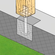Papuc de reazem, tija striata Ø42, teava suport Ø42 mm, fixare șurub Ø8 / bolț, perforatii 4 x Ø8.3 mm, Rocast