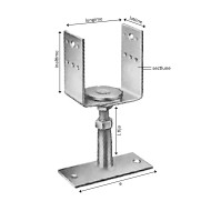 Papuc de reazem reglabil - Vario, fixare cui ancora Ø4 / surub Ø8 pentru lemn, perforatii Ø5, Ø11, Ø13.5 mm, Rocast