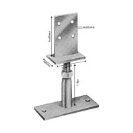 Papuci de reazem reglabili, fixare cui ancora Ø4 / surub Ø8 pentru lemn Tip IB - Vario, perforatii Ø8.5, Ø11 mm, Rocast