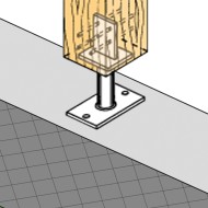 Papuci de reazem reglabili, fixare cui ancora Ø4 / surub Ø8 pentru lemn Tip IB - Vario, perforatii Ø8.5, Ø11 mm, Rocast