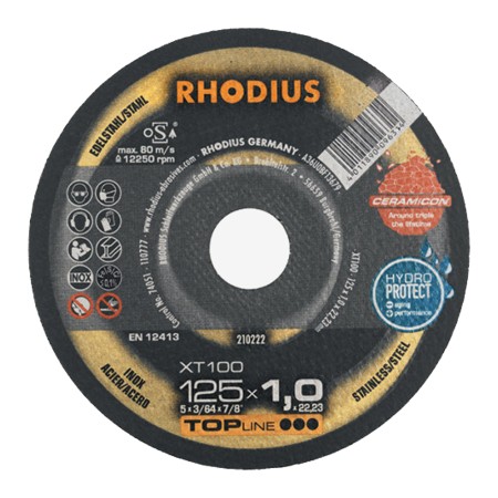 Disc abraziv pentru debitare inox / otel, XT100, RHODIUS