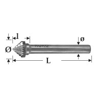 Freze biax forma K, con 90°, carbura de wolfram (CB), RUKO
