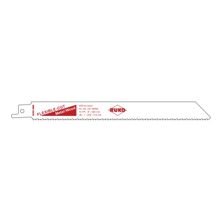 Set 5 panze pentru fierastraie pendulare, RUKO 8909 HSS Bi-metal, dinti ceaprazuiti, L 200, l 18, gros. 0.9, 10 TPI, RUKO