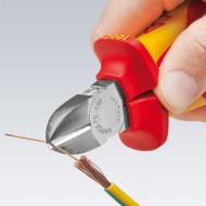 Cleste diagonal - Knipex clasic, cu suprafata cromata si manere cu manson monocomponent VDE 1000 V in adancime, Knipex
