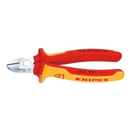 Cleste diagonal - Knipex clasic, cu suprafata cromata si manson bicomponent VDE 1000 V, taiere Ø 4.0 / 1.6 / - mm, Knipex
