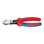 Cleste diagonal ''Heavy-Duty'', cu strat protector negru lustruit si manere cu manson bicomponent si arc de revenire, Knipex