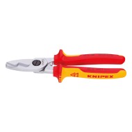 Cleste de taiat cabluri cu muchii de taiere duble, VDE 1000 V, L 200 mm, taiere Ø 20mm / 70 mm², AWG 2/0, Knipex