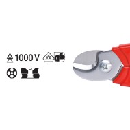 Cleste de taiat cabluri, manere cu manson monocomponent VDE 1000 V in adancime, taiere Ø 16mm / 50 mm², AWG 1/0, Knipex