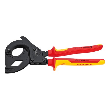 Cleste cu clichet (3 trepte) pentru taierea cablurilor cu armatura exterioara, VDE 1000 V, taiere Ø 45mm / 380 mm², Knipex