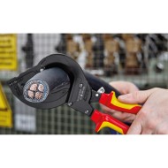 Cleste cu clichet (3 trepte) pentru taierea cablurilor cu armatura exterioara, VDE 1000 V, taiere Ø 45mm / 380 mm², Knipex