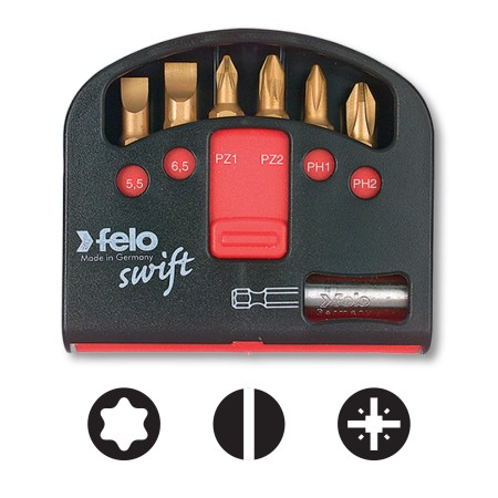 Set Felo Swift, model Industrial Universal, Slot, Pozidriv, Philips, (cap magnetic inclus), Felo