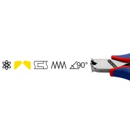 Clesti de taiere frontala pentru electronisti, suprafata oglinda lustruita si manere cu manson bicomponent, L 115 mm, Knipex