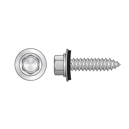 Surub autofiletant pentru tabla, cu cap hexagonal si saiba cauciucata  Ø 16mm, Rocast