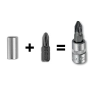 Adaptor patrat 1|4 pentru bits, prindere E 6.3 (1|4 inch), prindere 1|4 inch, L 25 mm, Felo