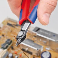 Cleste pentru electronica SuperKnips, taiere fara inclinare, din inox cu suprafata lustruita, manson bicomponent, Knipex