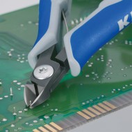 Clesti diagonali pentru electronica, cap ascutit, suprafata brunata lustruita si manere cu manson bicomponent, Knipex