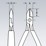 Cleste diagonal cu cap ascutit si plat pentru electronisti, ESD, cu taiere fara inclinare, Knipex