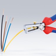 Cleste dezizolator, suprafata cromata si manere cu manson bicomponent VDE 1000 V, dezizolare Ø 5mm / 10 mm² , AWG 7, Knipex