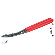 Cleste diagonal ''Heavy-Duty'', cu falci inclinate la 12 grade, cu suprafata cromata lustruita cu manere din plastic, Knipex